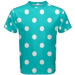 Polka Dots - White on Cyan Men s Cotton Tee