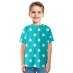 Polka Dots - White on Cyan Kid s Sport Mesh Tee