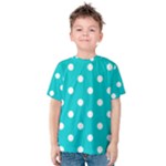Polka Dots - White on Cyan Kid s Cotton Tee