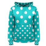 Polka Dots - White on Cyan Women s Pullover Hoodie