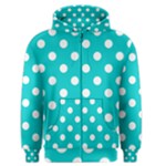 Polka Dots - White on Cyan Men s Zipper Hoodie