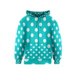 Polka Dots - White on Cyan Kid s Zipper Hoodie