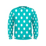 Polka Dots - White on Cyan Kid s Sweatshirt