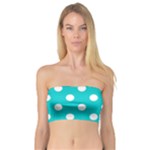 Polka Dots - White on Cyan Bandeau Top