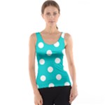 Polka Dots - White on Cyan Tank Top