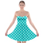 Polka Dots - White on Cyan Strapless Bra Top Dress