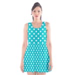 Polka Dots - White on Cyan Scoop Neck Skater Dress
