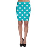 Polka Dots - White on Cyan Bodycon Skirt
