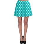 Polka Dots - White on Cyan Skater Skirt