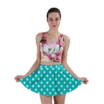 Polka Dots - White on Cyan Mini Skirt