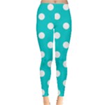 Polka Dots - White on Cyan Women s Leggings