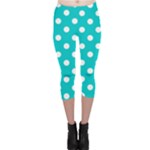 Polka Dots - White on Cyan Capri Leggings