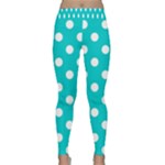Polka Dots - White on Cyan Yoga Leggings