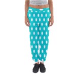 Polka Dots - White on Cyan Women s Jogger Sweatpants