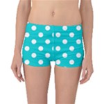 Polka Dots - White on Cyan Boyleg Bikini Bottoms