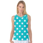 Polka Dots - White on Cyan Women s Basketball Tank Top