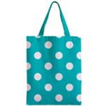 Polka Dots - White on Cyan Zipper Classic Tote Bag
