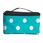 Polka Dots - White on Cyan Cosmetic Storage Case