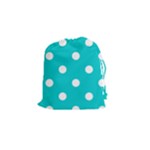 Polka Dots - White on Cyan Drawstring Pouch (S)