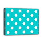 Polka Dots - White on Cyan Deluxe Canvas 16  x 12  (Stretched)