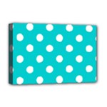 Polka Dots - White on Cyan Deluxe Canvas 18  x 12  (Stretched)