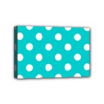 Polka Dots - White on Cyan Mini Canvas 6  x 4  (Stretched)