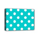 Polka Dots - White on Cyan Mini Canvas 7  x 5  (Stretched)
