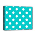 Polka Dots - White on Cyan Canvas 10  x 8  (Stretched)