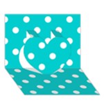Polka Dots - White on Cyan Heart 3D Greeting Card (7x5)
