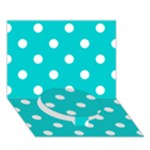 Polka Dots - White on Cyan Circle Bottom 3D Greeting Card (7x5)