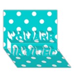 Polka Dots - White on Cyan YOU ARE INVITED 3D Greeting Card (7x5)