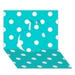 Polka Dots - White on Cyan Apple 3D Greeting Card (7x5)