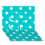 Polka Dots - White on Cyan Clover 3D Greeting Card (7x5)
