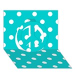 Polka Dots - White on Cyan Peace Sign 3D Greeting Card (7x5)