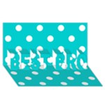 Polka Dots - White on Cyan BEST BRO 3D Greeting Card (8x4)