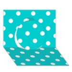 Polka Dots - White on Cyan Circle 3D Greeting Card (7x5)