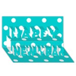 Polka Dots - White on Cyan Happy New Year 3D Greeting Card (8x4)
