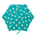 Polka Dots - White on Cyan Mini Umbrella