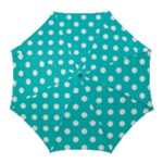 Polka Dots - White on Cyan Golf Umbrella