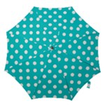 Polka Dots - White on Cyan Hook Handle Umbrella (Medium)