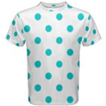 Polka Dots - Cyan on White Men s Cotton Tee