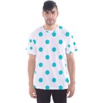 Polka Dots - Cyan on White Men s Sport Mesh Tee