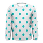 Polka Dots - Cyan on White Men s Long Sleeve T-shirt