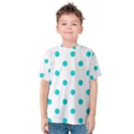 Polka Dots - Cyan on White Kid s Cotton Tee