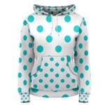 Polka Dots - Cyan on White Women s Pullover Hoodie
