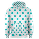 Polka Dots - Cyan on White Men s Zipper Hoodie