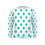 Polka Dots - Cyan on White Kid s Sweatshirt