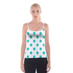 Polka Dots - Cyan on White Spaghetti Strap Top