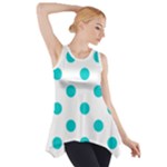 Polka Dots - Cyan on White Side Drop Tank Tunic