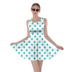 Polka Dots - Cyan on White Skater Dress